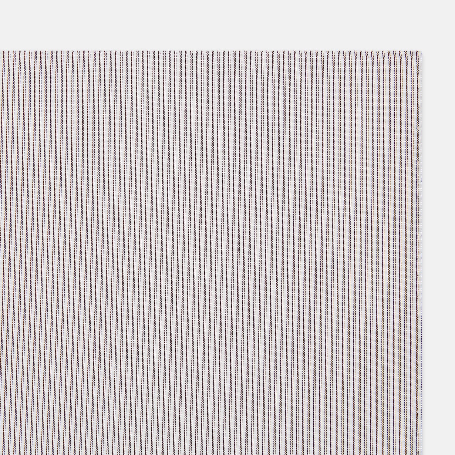 Image 2 of product A neatly folded Turnbull & Asser Brown Double Hairline Stripe Hand-Rolled Handkerchief features thin, vertical brown stripes and delicate hand-rolled edges, displayed on a plain background.