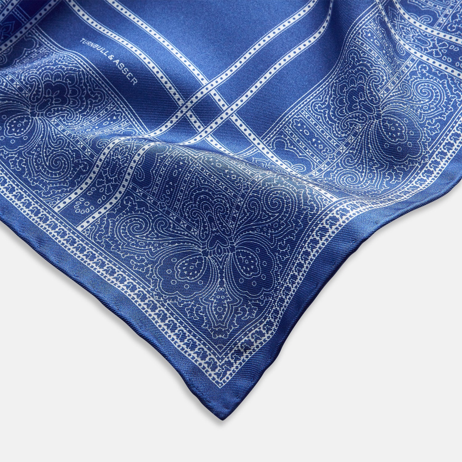 Image 7 of product Avio Blue Paisley Bandana Patterned Silk Pocket Square