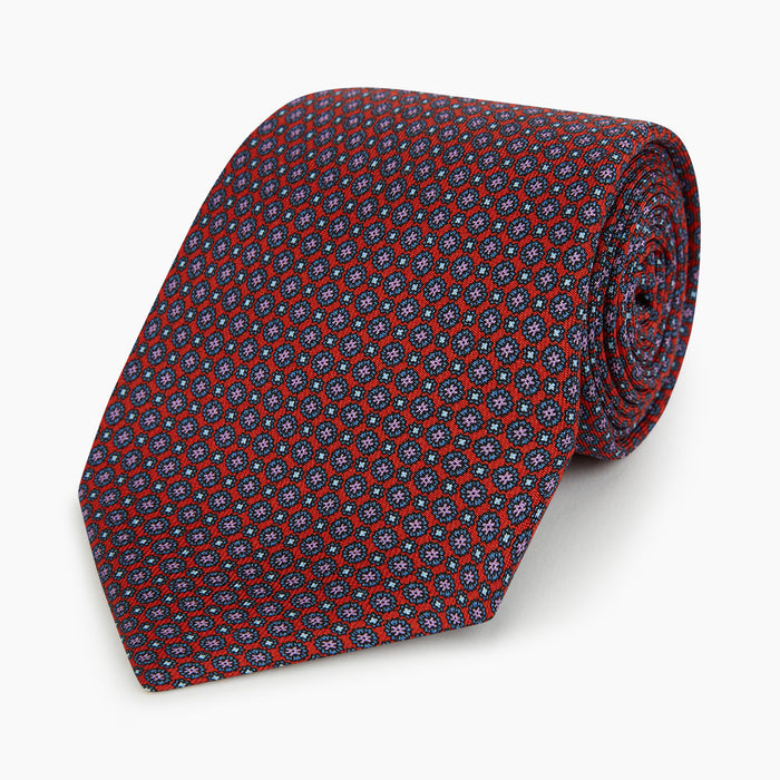 Red Multi-Floral Silk Tie Image 4
