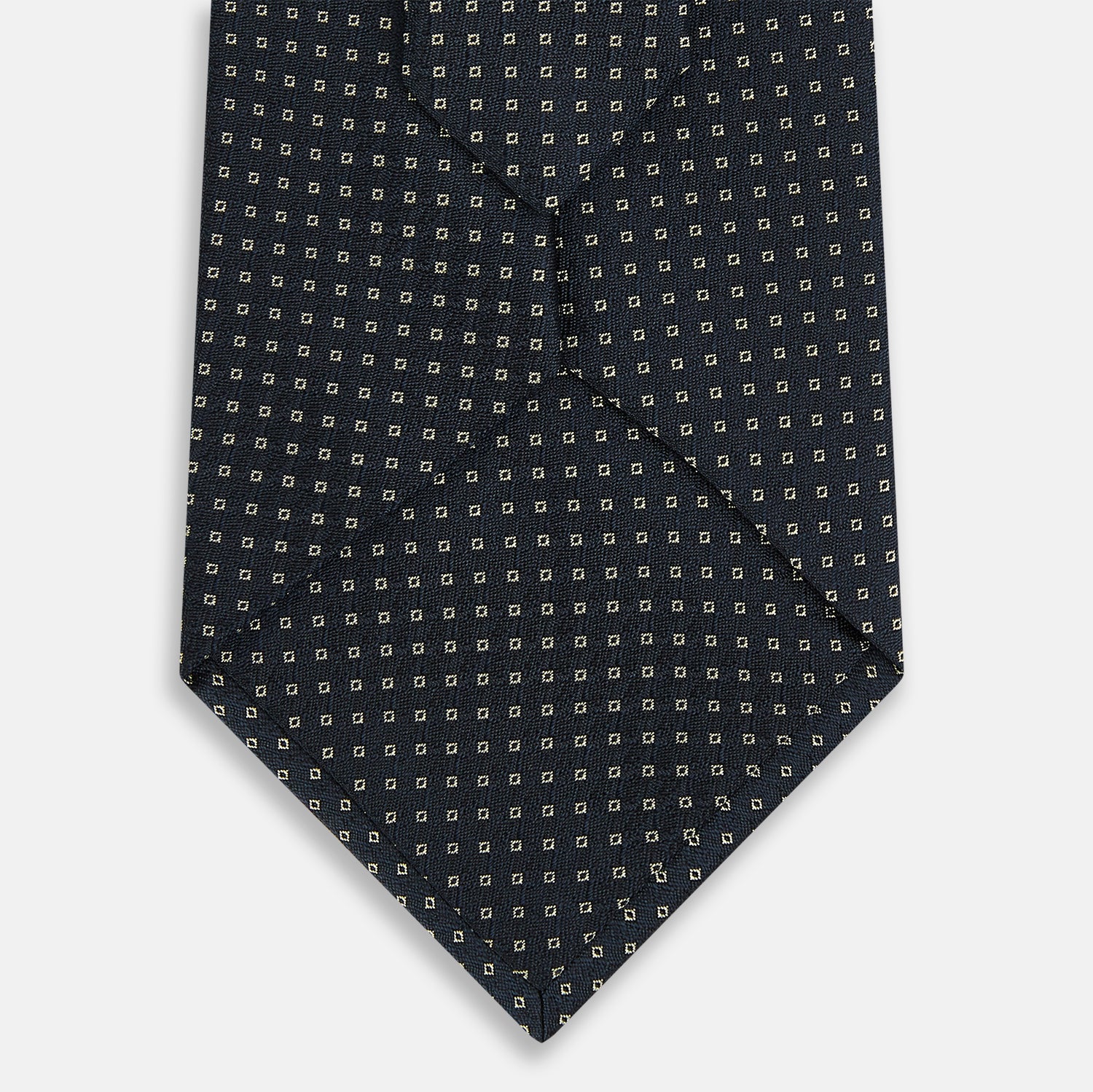 Navy and White Square Silk Tie