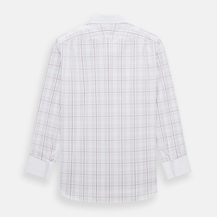 Purple Multi Plaid Check Shirt with Contrast Collar and Double Cuffs Image 2