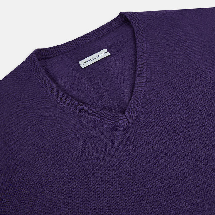 Purple Cashmere V-neck Jumper Image 1