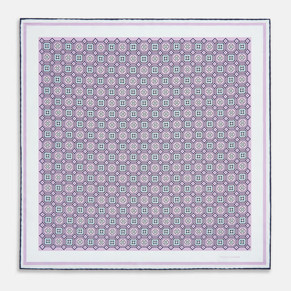 Lilac Floral Tile Silk Pocket Square Image 8