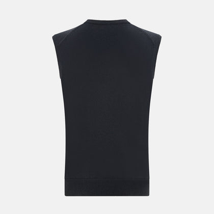 Dark Green Melange Cashmere V-Neck Vest Image 2