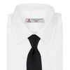 View 2 of product Turnbull & Asser's Seven-Fold Black Lace Silk Tie, featuring a textured finish and pointed tip, is elegantly rolled and displayed on a white background—a timeless accessory for any luxury neckwear collection.