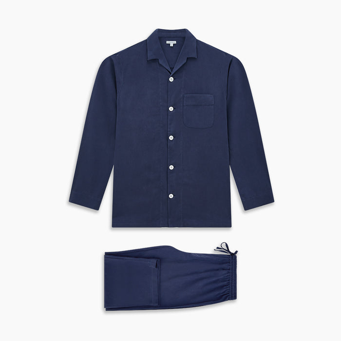 Navy Silk Pyjama Set Image 7