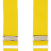 View 5 of product The Turnbull & Asser Golden Adjustable Felt Braces feature yellow elastic, silver metal clips, and white leather loops, evoking classic English style. Shown against a white backdrop.