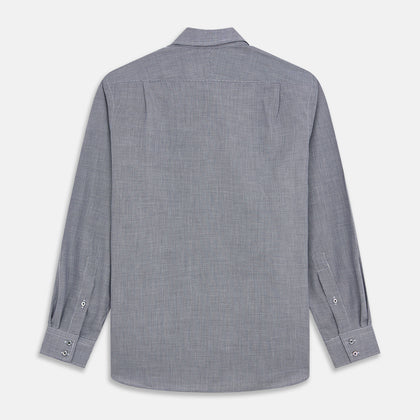 Navy Houndstooth Wool Tailored Fit Shelton Shirt Image 4