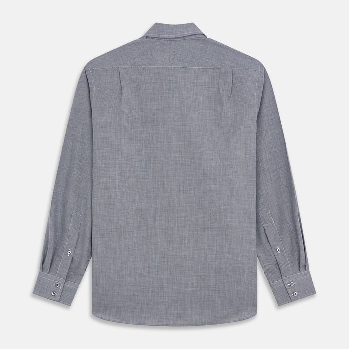 Navy Houndstooth Wool Tailored Fit Shelton Shirt Image 4