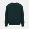 View 3 of product Turnbull & Asser’s Green Melange Cashmere Cardigan features a V-neck, long sleeves, ribbed cuffs and hem, two front pockets, and a button-up front—an essential knitwear piece shown against a white background.