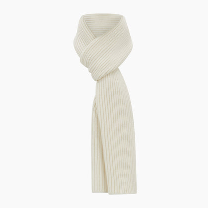 Ivory Rib-Knit Cashmere Scarf Image 3