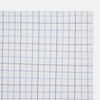 View 2 of product The Turnbull & Asser Hand Rolled Blue Grid Check Handkerchief features a classic blue and black grid on white cotton, neatly folded—a timeless gentleman's accessory.