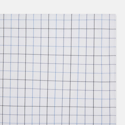 Hand Rolled Blue Grid Check Handkerchief