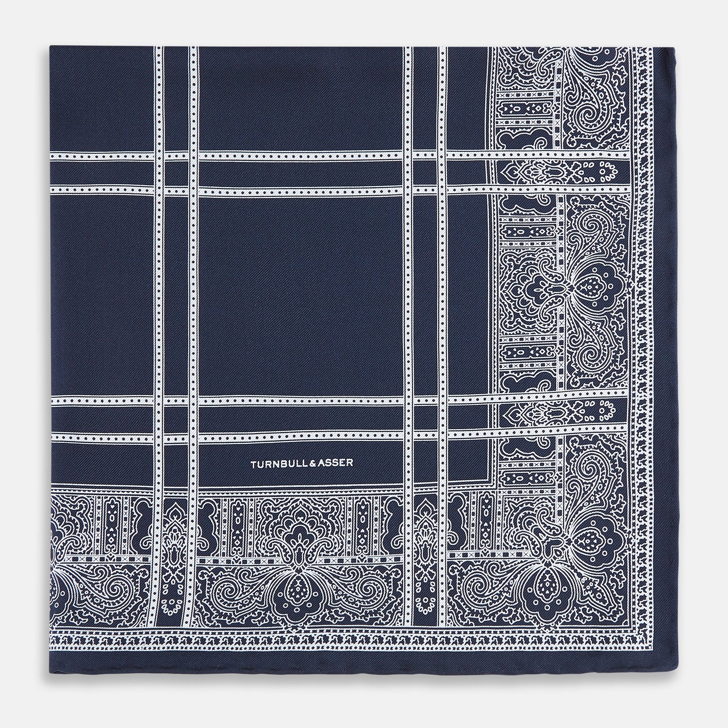 Image 3 of product Navy Paisley Bandana Patterned Silk Pocket Square