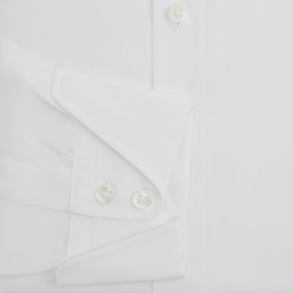 White Poplin Shirt With Regent Collar and 2-Button Cocktail Cuffs Image 2