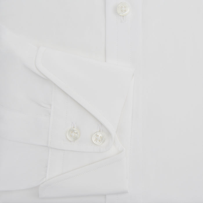 White Poplin Shirt With Regent Collar and 2-Button Cocktail Cuffs Image 2