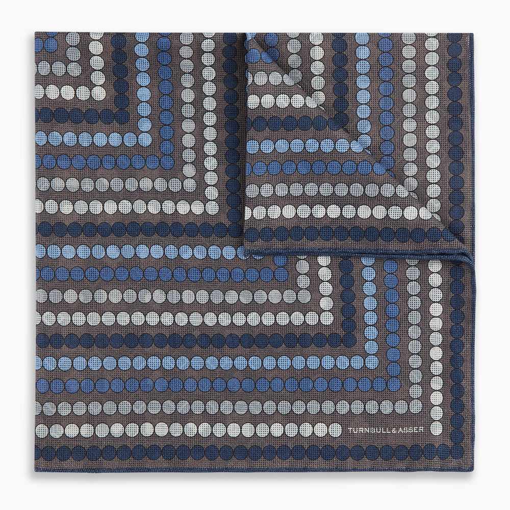 Image 6 of product Ash Dots and Floral Tile Double-Sided Silk Pocket Square