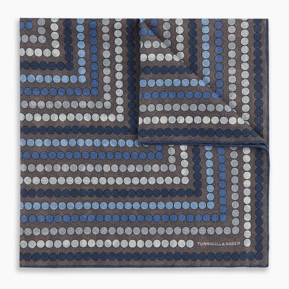 Ash Dots and Floral Tile Double-Sided Silk Pocket Square Image 11