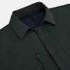 View 2 of product A Forest Green John Arthur Trench Coat by Turnbull & Asser, knee-length with a single-breasted button closure, three zippered pockets, and buttoned cuffs, is laid flat on a white background.