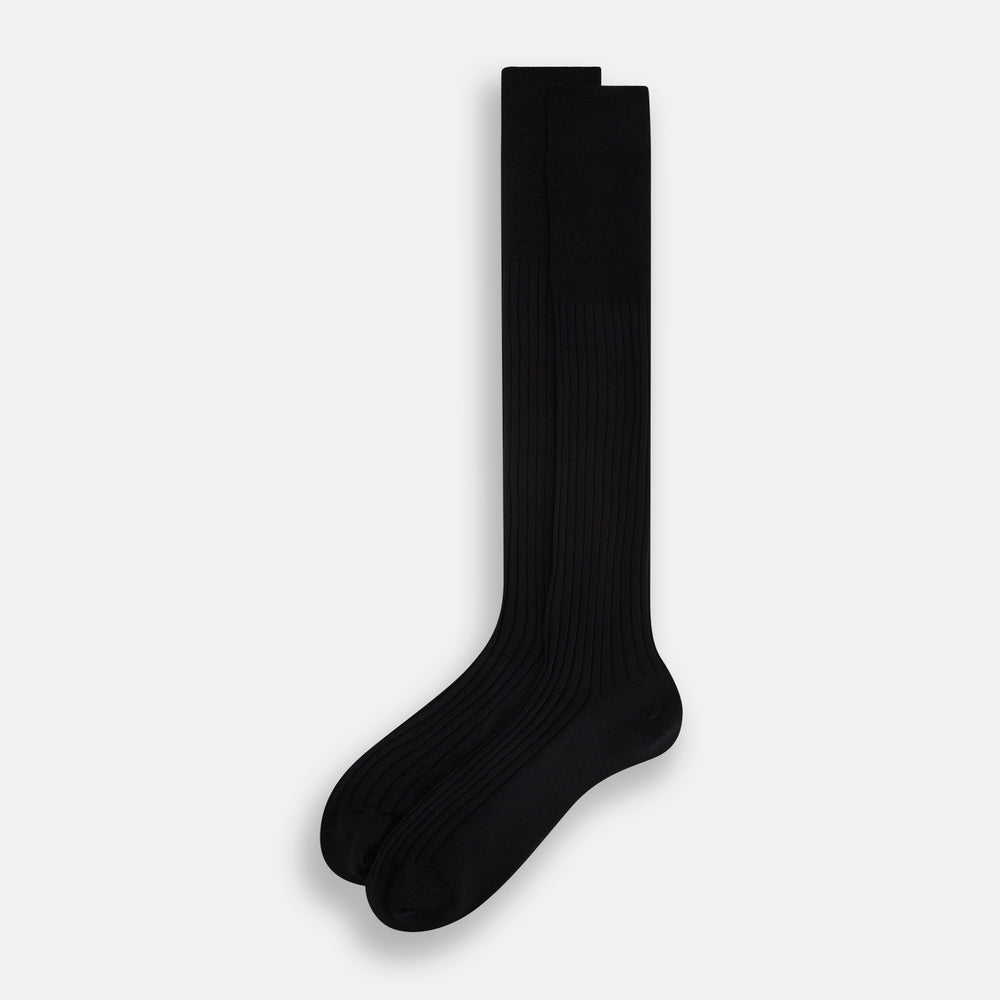 Black Wool Long Socks