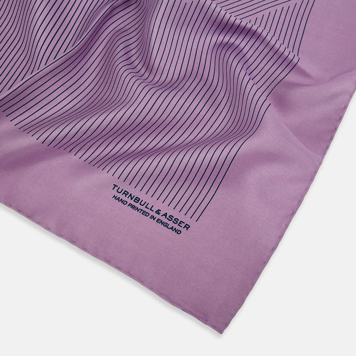 Lilac Stripe Silk Pocket Square Image 1