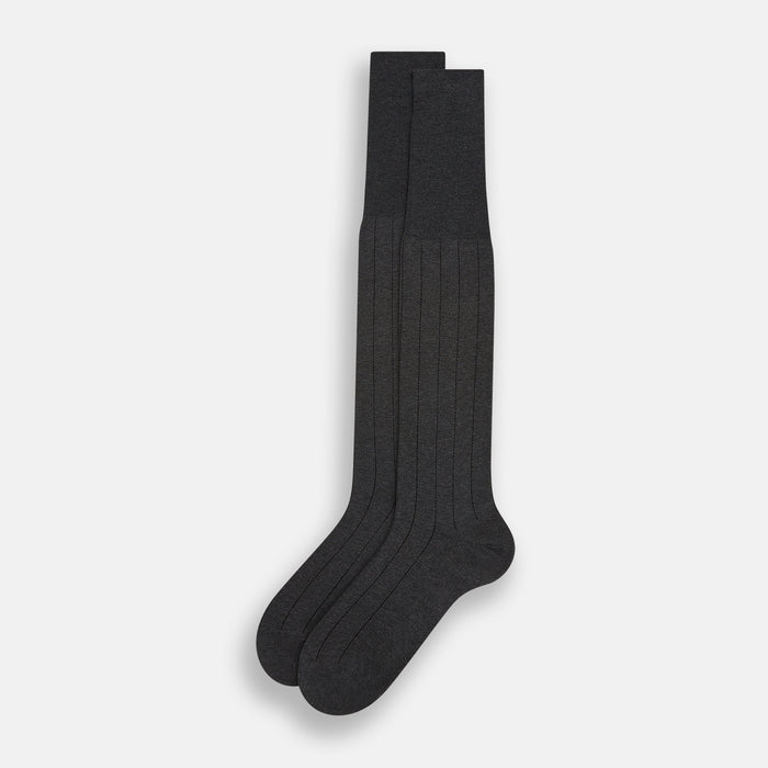 Charcoal/Brown Dash Striped Long Socks Image 1