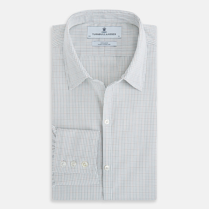 Forest Melange and Red Micro Check Windsor Shirt Image 4
