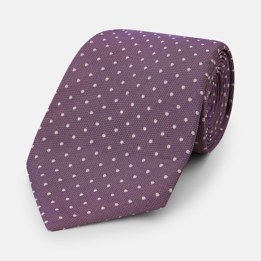 Lilac and Purple Micro Dot Silk Tie