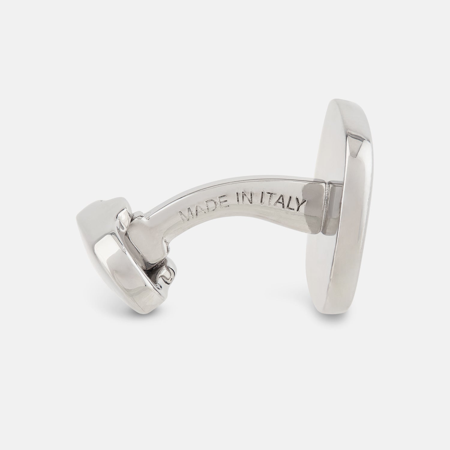 View 2 of product The Brushed Silver Rounded Square Cufflinks by Turnbull & Asser, shown on a plain white background, are a timeless addition to men's accessories.