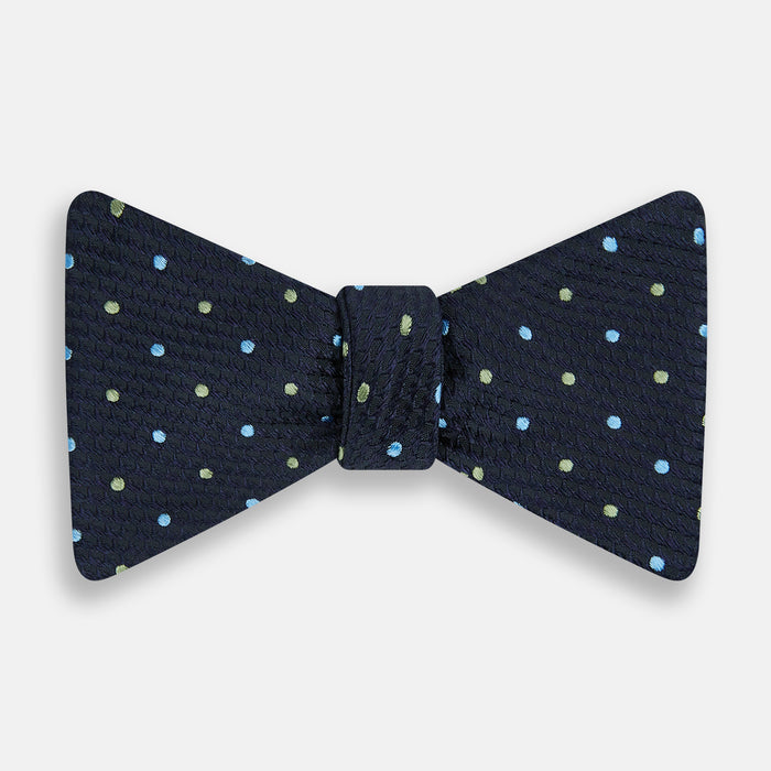 Lime Green and Sky Blue Spot Silk Bow Tie