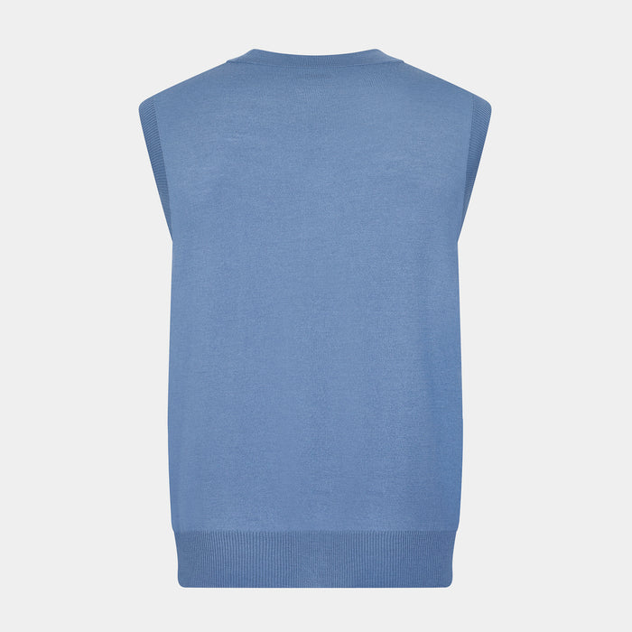 Pale Blue Merino V-neck Sleeveless Cardigan Image 2