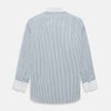 View 3 of product The Turnbull & Asser Green Double Stripe Shirt features a button-up design, contrast T&A collar and cuffs, and is laid flat on a white background.