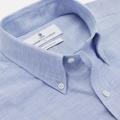Mid-Blue Chambray Weekend Fit Shirt with Dorset Collar and 1-Button Cuffs