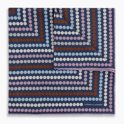Azzurro Dots and Floral Tile Double-Sided Silk Pocket Square Image 6