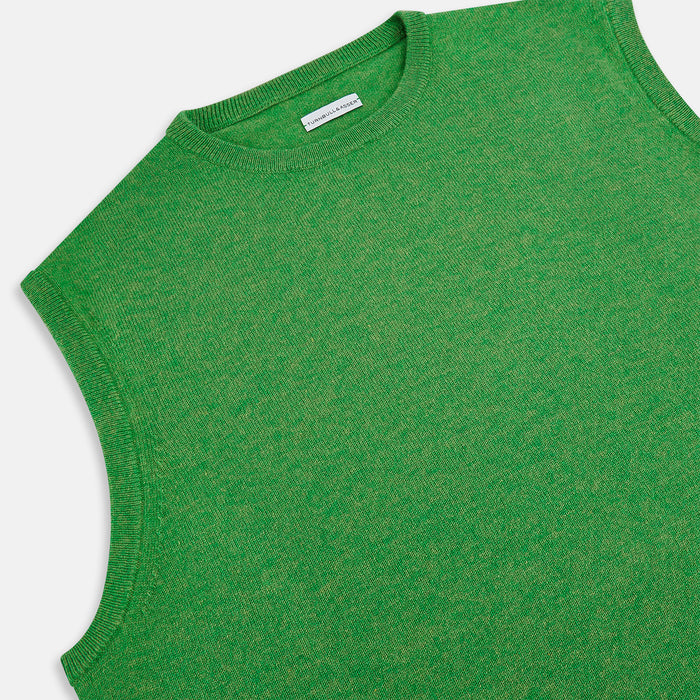 Grass Green Cashmere Round Neck Vest Image 1