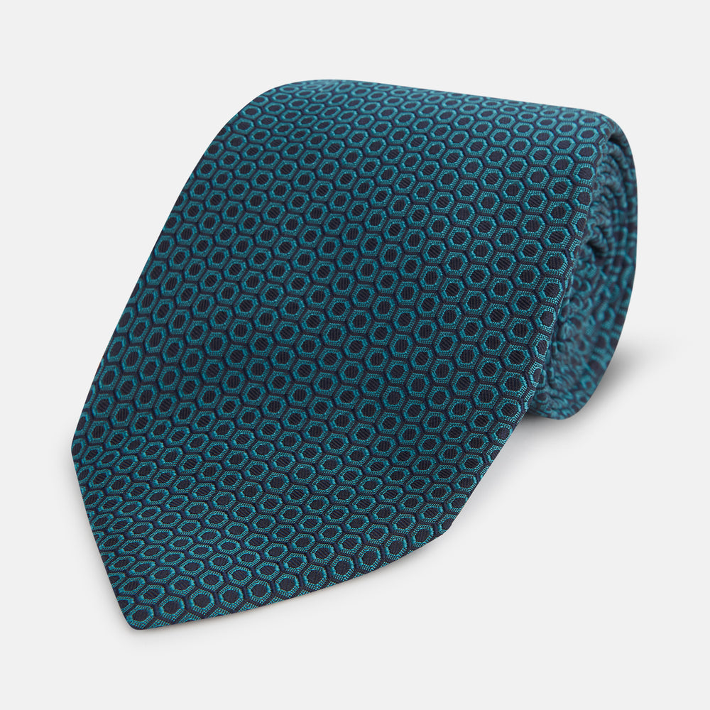 Turquoise Micro Hexagon Tie