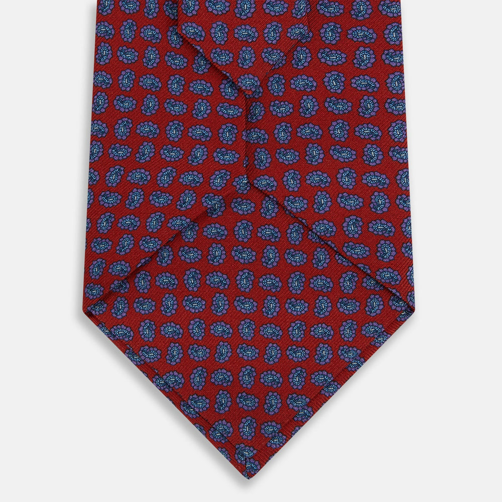 Red and Purple Miniature Paisley Silk Tie