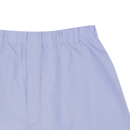 Blue Fine Check Cotton Sea Island Quality Boxer Shorts