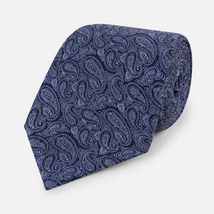 Navy Paisley Silk Tie