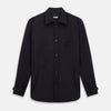View 1 of product A navy button-up Primrose overshirt by Turnbull & Asser with a classic collar, two side pockets, a left chest pocket, and buttoned cuffs—an ideal blazer alternative, shown on a plain white background.