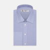 View 1 of product A Grey Cashmere Blend Shirt by Turnbull & Asser with a T&A collar and 3-button cuffs is neatly folded, showing its label, on a plain white background.