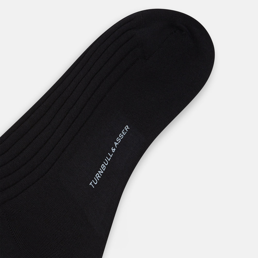 Black Wool Long Socks