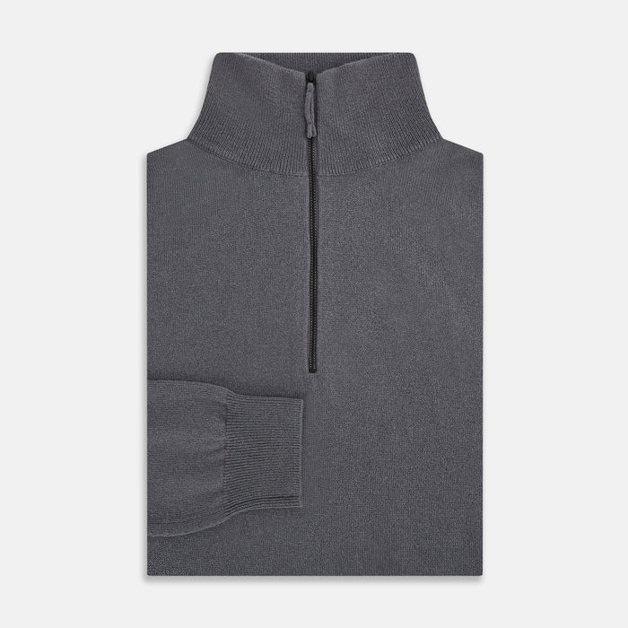 Grey Half-Zip Cashmere Jumper Image 3