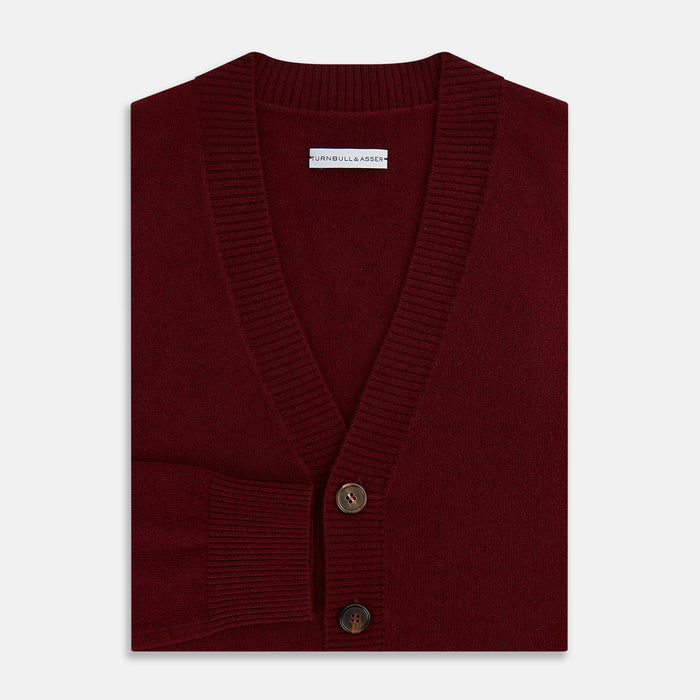 Burgundy Cashmere Cardigan Image 3