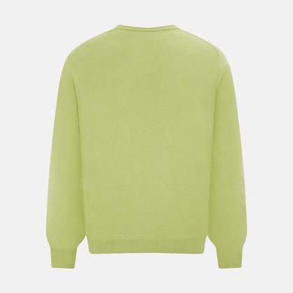 Melon Green Merino V-Neck Jumper Image 2