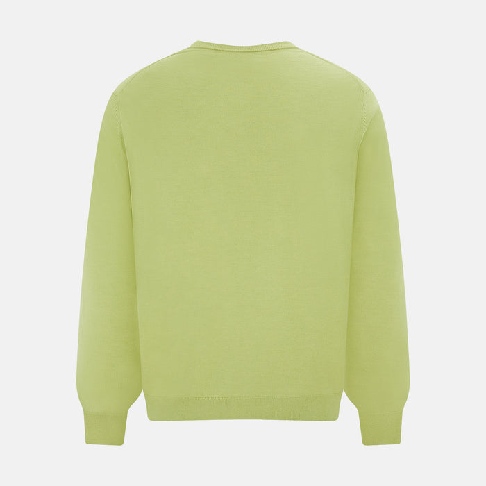 Melon Green Merino V-Neck Jumper Image 2