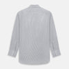 View 3 of product The Midnight Blue Micro Tattersall Check Mayfair Shirt by Turnbull & Asser, made from pure cotton with white buttons, a classic collar, and cuffed sleeves, is laid flat on a white background.