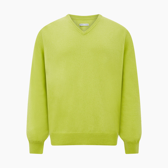 Lemon Green Cashmere V-neck Jumper Image 4