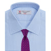 View 4 of product The Turnbull & Asser Light Blue End-on-End Shirt features a T&A collar and 3-button cuffs, neatly displayed against a plain white background—ideal for pairing with a navy suit.