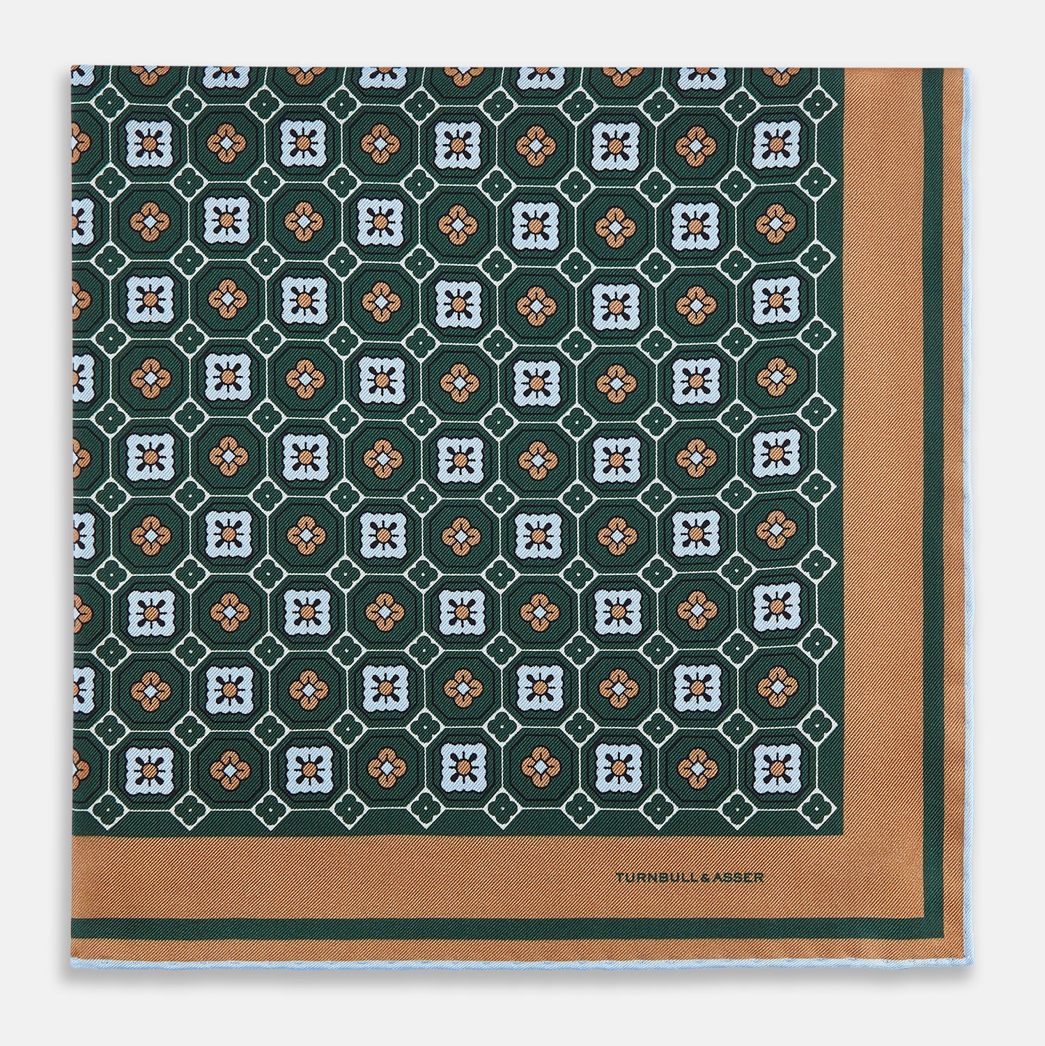 Image 8 of product Forest Green Floral Tile Silk Pocket Square